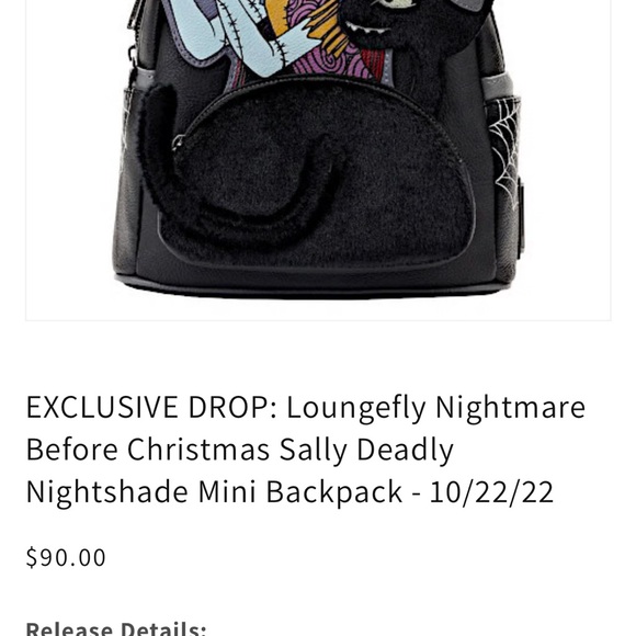 NWT Loungefly NightmareBeforeChristmas Sally Deadly Nightshade GLOW MiniBackpack - Picture 5 of 5
